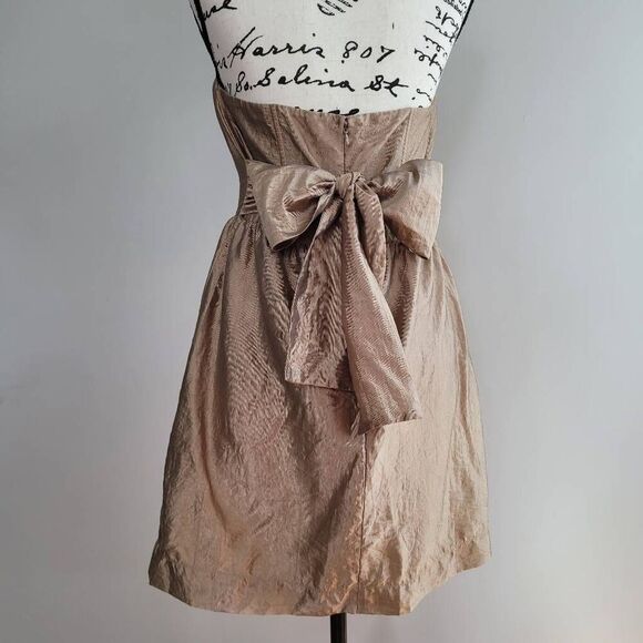 Twelfth Street by Cynthia Vincent bronze gold metallic dress strapless corset mi - Picture 4 of 14